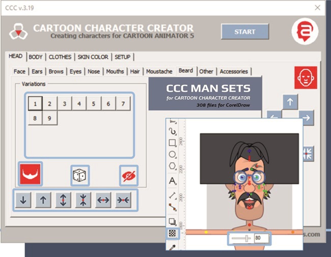 CCC MAN SETS -Template (308 Files) For Cartoon Character Creator Plugin (51$)